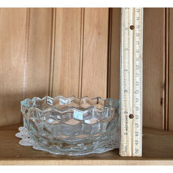 Vintage Fostoria Cubist Clear Glass Bowl Nut Dish Retro Elegant Serving Bowl - Picture 4 of 4